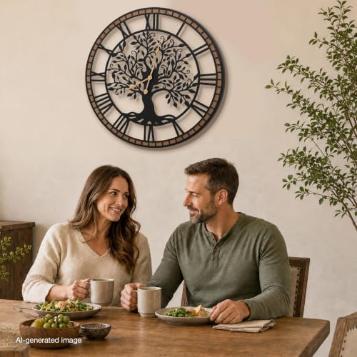 Micasso Large Wall Clock Decorative: 30 Inch Tree of Life Battery Operated - Image 5
