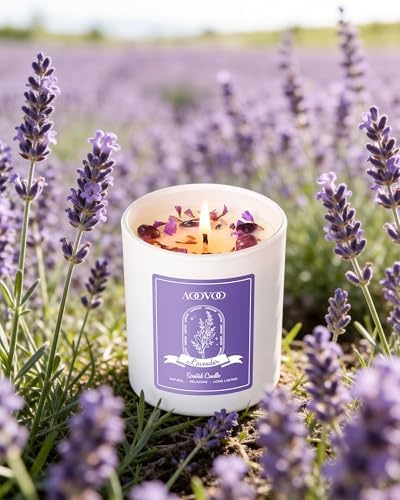 AOOVOO Lavender Scented Candles for Women - Aromatherapy Candle with Crystals Inside, 5oz Soy Candles for Home Scented, Birthday Gifts Christmas Candle for Women Mom - Image 7