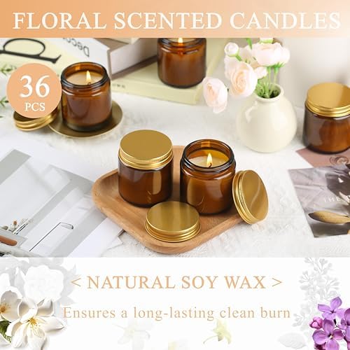 ACITHGL 36 Pcs 4oz Mini Mason Jar Candles Small Scented Candles Bulk Aromatherapy Ideal Souvenir Favors for Wedding Birthday Party (Vanilla, Lilac, Gardenia, Amber) - Image 4