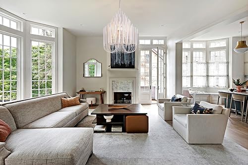 TOCHIC Modern Farmhouse Chandelier for Dining Room 21", Small Vintage White Wood Chandeliers Light for Living Room, Rustic Pendant Lighting Fixture Ceiling Hanging for Foyer Bedroom Entryway - Image 2