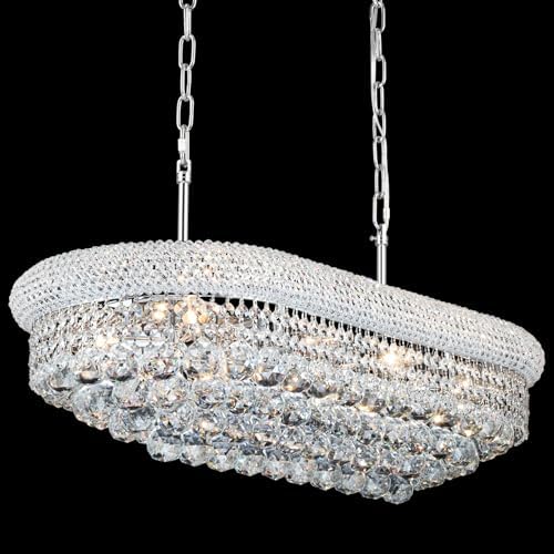 Chrome Crystal Chandeliers for Dining Room，9-Lights L31 Inch by Gifarich