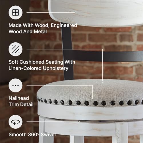 Signature Design by Ashley Valebeck Swivel Counter Height Bar Stool, White - Image 5