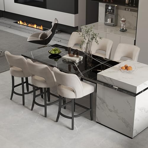 VKNOW Bar Stools Set of 6, 26" Upholstered Counter Height Bar Stools - Image 3