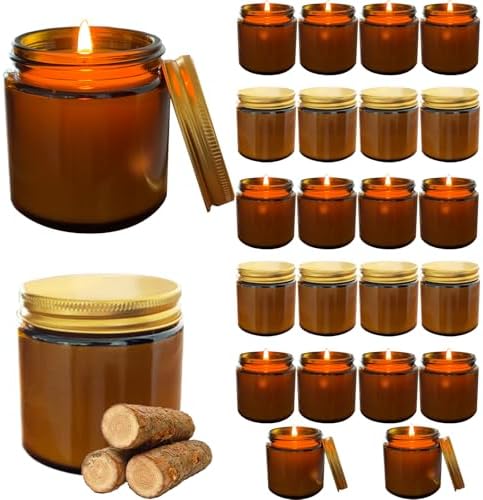 24 Pcs 4 Oz Mini Soy Candles,Mahogany & Teakwood Scented Candles Set,Bulk Aromatherapy Candle,Suitable as Gifts or Souvenirs for Occasions Such as Birthdays and Weddings. by Veiuwa