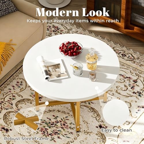 Round Coffee Table, Small Coffee Tables for Living Room, Gold Coffee Table - Image 4