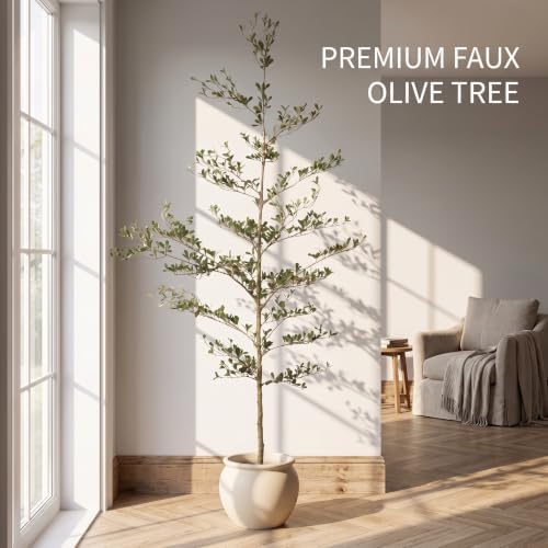 7FT Artificial Olive Tree, Faux Plants Indoor, Fake Tree with Black Pot - Image 3