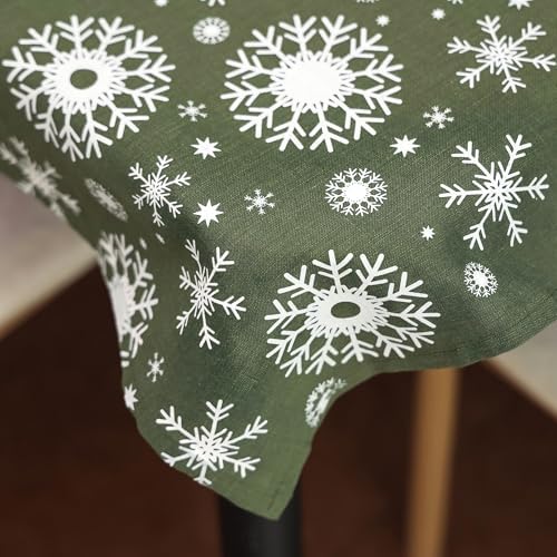 100% Pure Linen Christmas Napkins 15 x 15 Inch Snowflake Pattern - Set of 6 Pack, Green Dinner Cloth Napkin European Flax Natural Fabric Washable for Home and Kitchen - Image 4