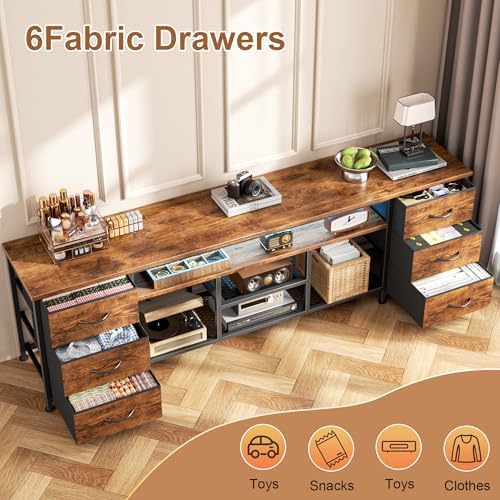 Furologee 71 Inch LED TV Stand, Entertainment Center, Rustic Brown - Image 4