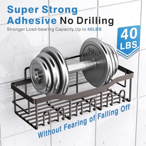 5-Pack Shower Caddy, No Drill Adhesive Shower Organizer, Rustproof Stainless Steel Bathroom Organizer, Space-Saving Bathroom Shelves for Apartment Essentials, Kitchen Storage Home Decorr-Larger - Image 4