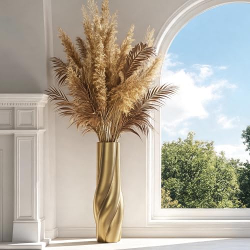 Gold Floor Vase, 24 Inch Tall Resin Home Decor Vase, Tall Floor Vases for Living Room, Office, Bedroom Decor with 5" Opening for Dried Pampas Grass, Branches & Feathers - Image 5
