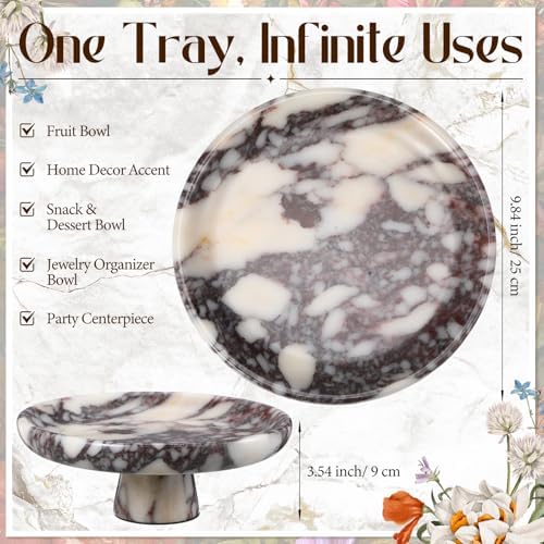Marble Decorative Fruit Bowl for Kitchen, Decorative Stone Pedestal Bowl, Natural Marble Footed Fruit Holder for Dining Table, Countertop and Home Decor Organization - Image 3