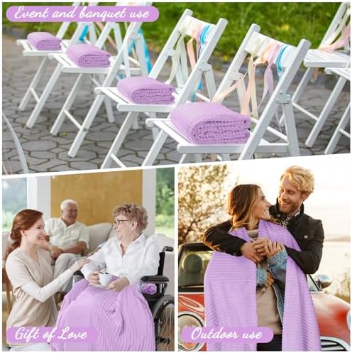 Buryeah 12 Pcs Flannel Blankets Bulk,Fall Outdoor Wedding, Lavender Purple - Image 5
