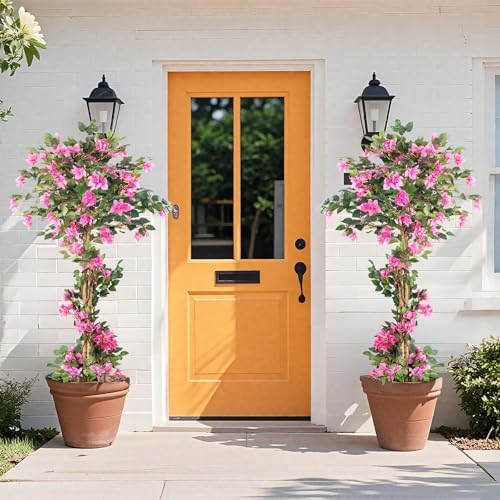 2Pack Artificial Bougainvillea Tree – 5FT Faux Silk Pink Bougainvillea Plant with Pot for Indoor Outdoor Decor, Tall Fake Tropical Tree for Home, Office, Patio, Balcony, Wedding Decoration - Image 7
