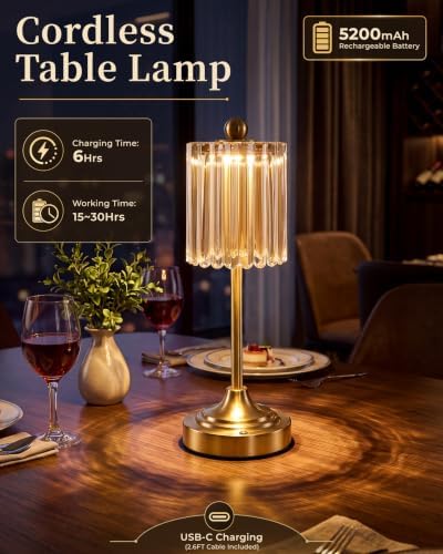 Vintage Cordless Accent Table Lamp 14" High - Image 2