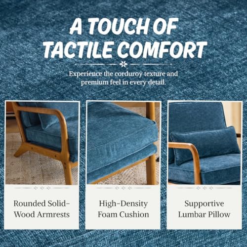 Karl home Mid-Century Modern Accent Reading Chair, Blue - Image 5