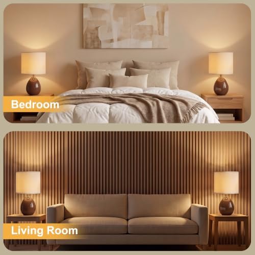 Dawnwake 17.7" Ceramic Table Lamps Set of 2 for Living Room Bedroom, Coffee - Image 5