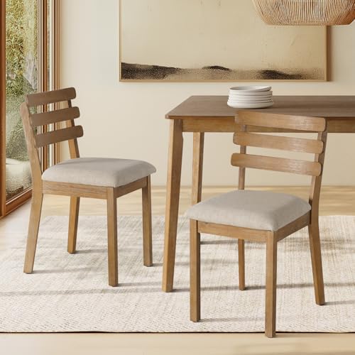 Farmhouse Dining Table Set for 4, Wooden Kitchen Table & Solid Wood Chairs - Image 3