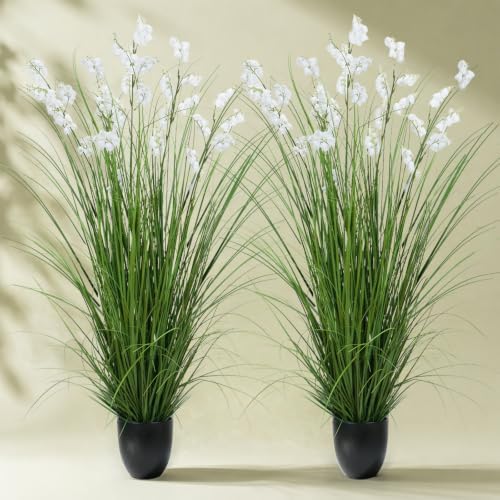 2Pcs 48in Artificial Grass Plant Lily of The Valley with Pot by HOENLE