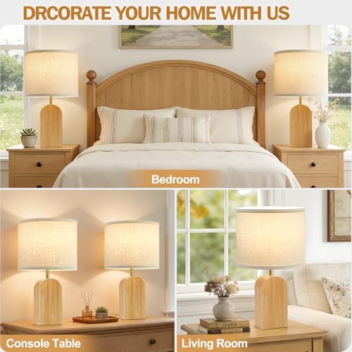 Table lamps for Bedroom Living Room,19" Bedside Lamps Set of 2,Burlywood - Image 3