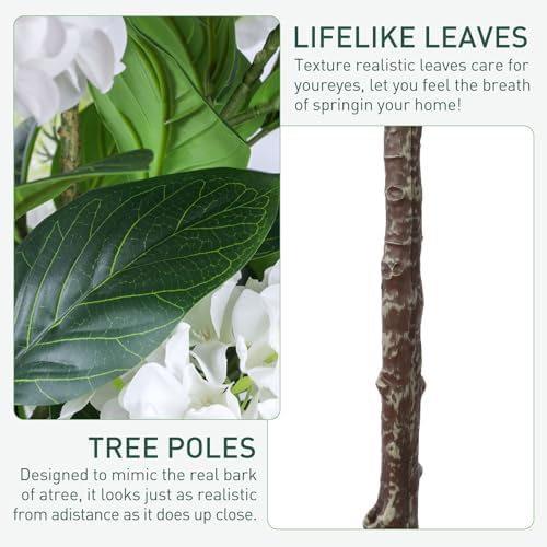 YEPDIN Set of 2 Artificial Hydrangea Tree 6ft- Large Faux Hydrangea Plants Indoor Outdoor，Fake Flower Trees with White Tall Planter for Home Garden,Front Decor - Image 5