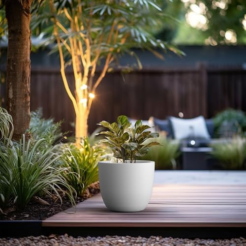 Kante Accent Round Bowl White Concrete Planter 14" Dia, Outdoor - Image 4