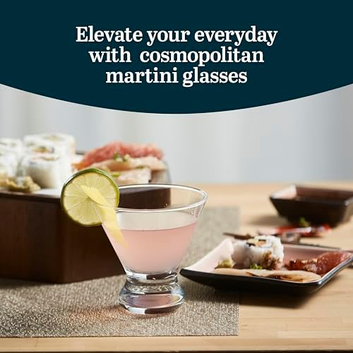 Libbey Cosmopolitan Stemless Martini Glasses, 8.25 Oz Dishwasher Safe Martini Glasses Set of 4, Martini Cups Set for Wedding Registries and More - Image 2