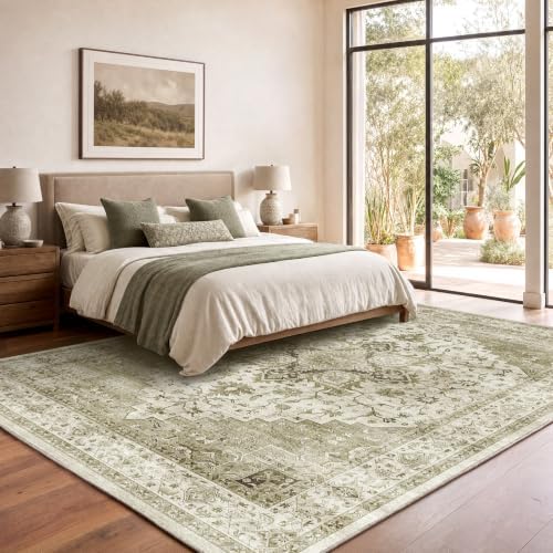 Amada Vintage Washable Area Rug,8'x10',Light Walnut - Image 3