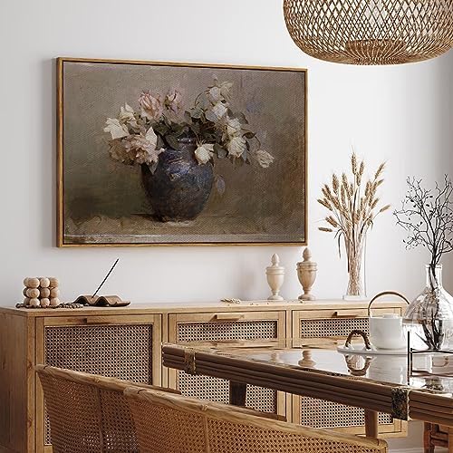 InSimSea Framed Canvas Wall Art Vintage Decor, Retro Floral Rustic Decorations for Living Room, Farmhouse Wall Decor for Living Room Bedroom, 24"x36" - Image 3