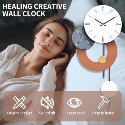 SIN&MI Decorative Wall Clocks for Living Room, Large Modern Metal Clocks Battery Operated Wall Art for Home Big Silent Clock Wall Decor for Living Room/Bedroom/Kitchen/Office,14 * 28 Inch - Image 3