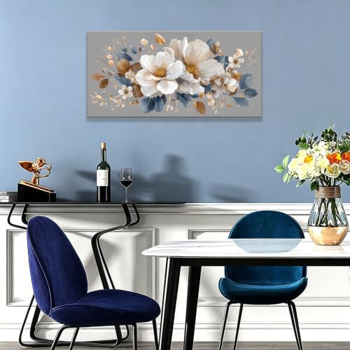 White Flower Gold Leaf Flower Canvas Wall Art Decor For Living Room 20×40 - Image 4