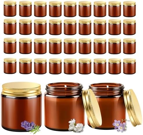 ACITHGL 36 Pcs 4oz Mini Mason Jar Candles Small Scented Candles Bulk Aromatherapy Ideal Souvenir Favors for Wedding Birthday Party (Freesia, Lavender, Jasmine, Amber) by ACITHGL