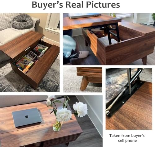 HAIOOU Lift Top Coffee Table with Storage for Living Room 35.4" Walnut - Image 6