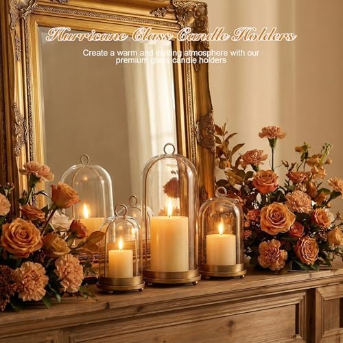 15"&9"&7" Hurricane Glass Candle Holders Set of 3 - Image 7