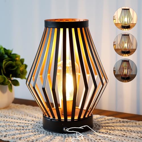 JHY DESIGN Dimmable Touch Bedside Table Lamp 8.5''H Rechargeable Metal Cage Lantern with LED Edison Style Bulb Cordless Accent Lamp for Weddings Parties Patio Events for Indoors Outdoors - Image 5