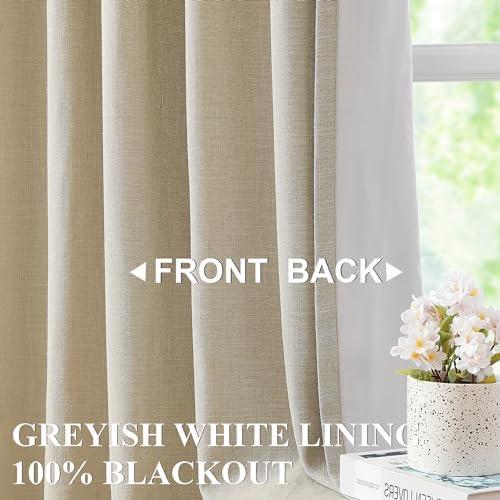 Vision Home Sand Pinch Pleated Full Blackout Curtains Linen Blended Room Darkening Window Curtains 84 inch for Living Room Bedroom Thermal Insulated Pinch Pleat Drapes with Hooks 1 Panel 60" Wx84 L - Image 2