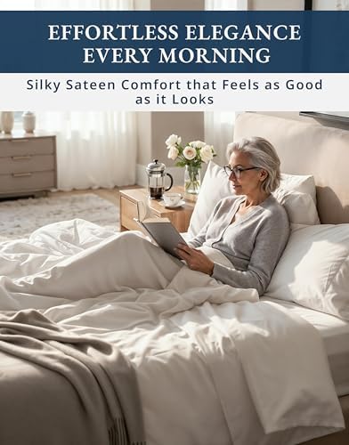 LANE LINEN California King Sheet Sets 100% Egyptian Cotton Sateen - White - Image 5