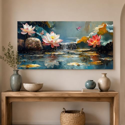 Anolyfi Lotus Canvas Wall Art for Living Room 40"x20" - Image 5