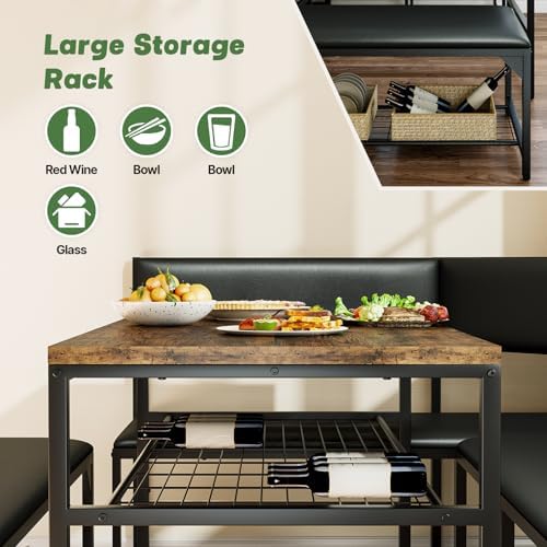 Concho Corner Dining Table Set with Soft Seat, Coffee Brown - Image 5