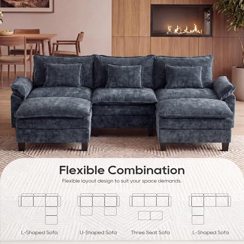 URRED Oversized Modular Sectional Sofa，Blue：122" U Shaped - Image 4