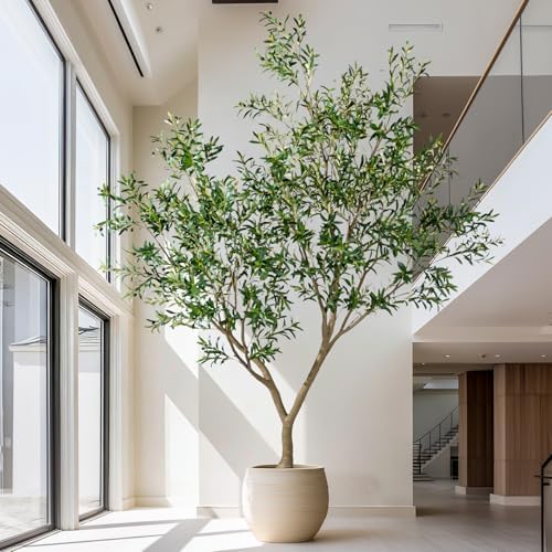 10FT Artificial Olive Tree with Realistic Leaves & Natural Trunk, Faux Silk Olive Plant in White Planter, Tall Fake Tree for Modern Home Office Living Room Entryway Corner Decor, Maintenance Free - Image 5