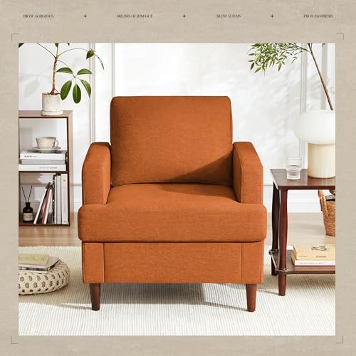 Weture Mid-Century Accent Chair, Orange Armchair Living Room Chairs, 2 Pack - Image 3