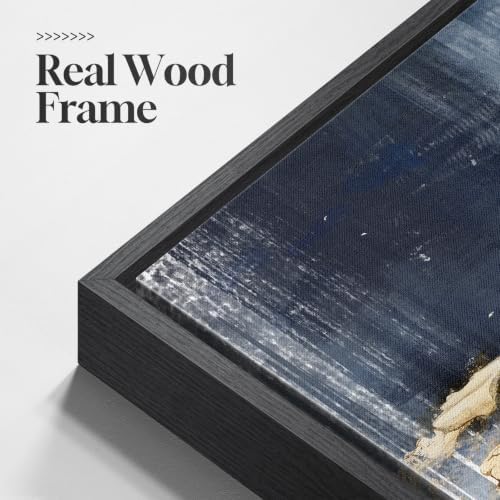 Large Framed Blue and Gold Abstract Wall Art for Living Room, 3 Piece 24x36 - Image 5