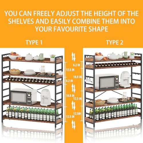 HCHQHS 5 Tier Bookshelf, Adjustable Industrial Bookcase, Vertical Tall Book Shelf, Wood and Black Metal Open Bookshelves for Home Office, Living Room, Bedroom - Image 4