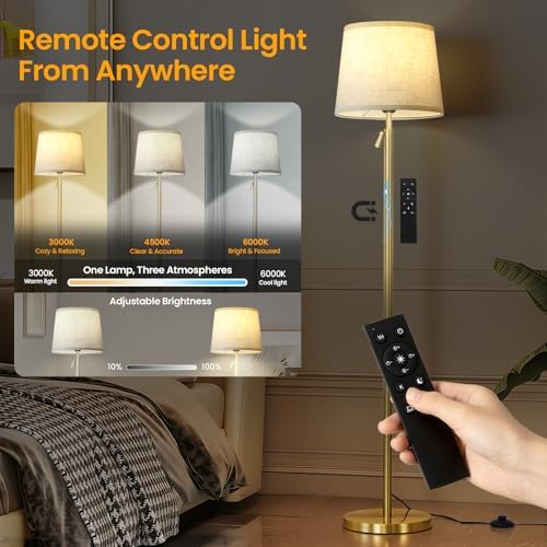 Floor Lamp Height Adjustable with Remote Control for Living Room Gold - Image 2