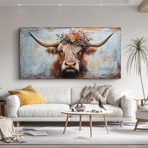 Canvas Wall Art Decor Canvas Art Wall Decor Oversized Wall Art Picutures for Living Room Highland Cow Wall Art Prints Large Vintage Wall Art Decor Artwork for Walls Home Bedroom Office Decorations 35" X 70" - Image 5