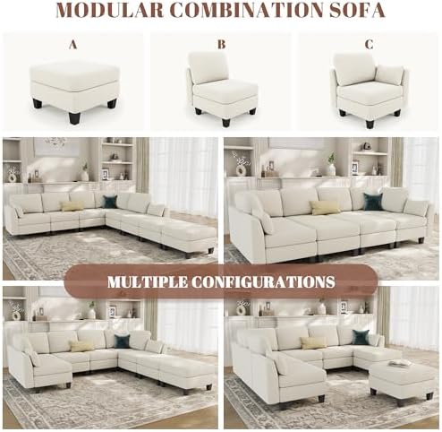 Sectional Sleeper Sofa 8 Seaters Modular Sleeper Sofa Couch - Image 4