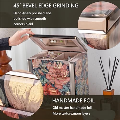 High End Glass Jewelry Box for Women, 5 Layer,Peony - Image 4