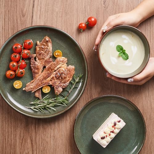 Pokini Stoneware Dinnerware Sets for 8, 32pcs Plates and Bowls Sets Dishes - Image 6