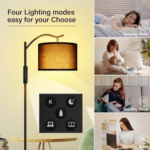 BoostArea Floor Lamp for Living Room,Arc Floor Lamp with Remote Control,Stepless Dimmable Brightness & Colors Temperature 2700k-6500k,Modern Standing Lamp for Bedroom Study Room Office,Black - Image 5