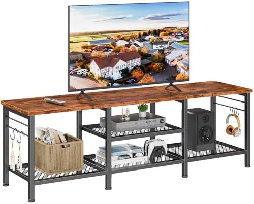 Furologee 55 Inch TV Stand, Entertainment Center with Shelves, Rustic Brown by Furologee